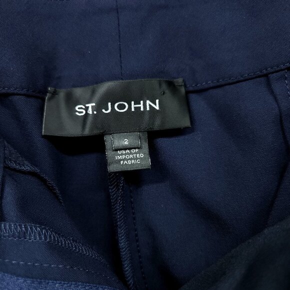 St. John Dress Pants Womens Size 2 Blue Wide Leg Made in USA Professional Wear - Picture 6 of 12